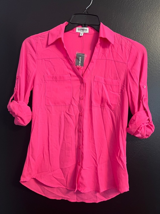 Express Tops - EXPRESS Portofino Bright Pink  Button-Down Shirt